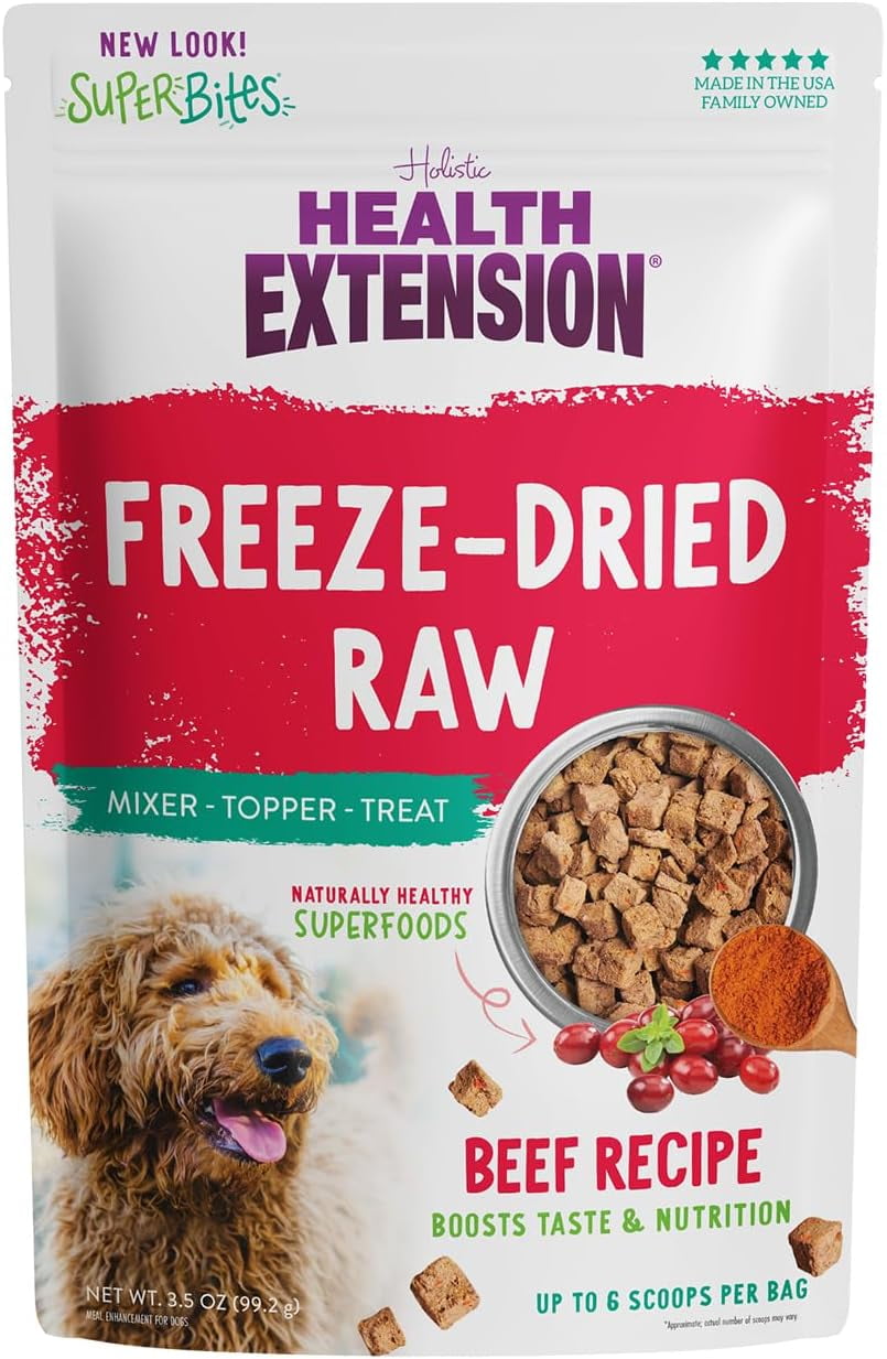 Health Extension Super Bites Freeze-dried Raw Beef Recipe (18 Oz)|Boosts Taste & Nutrition | Supports Digestive Health | Antioxidant-Rich Superfood