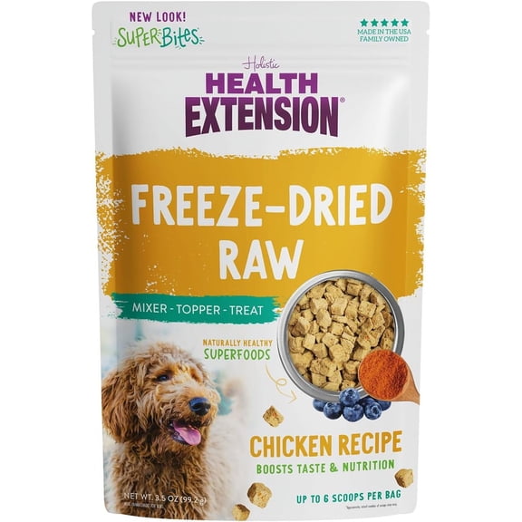 Health Extension Super Bites Freeze-dried Raw Chicken Recipe (3.5Oz)|Boosts Taste & Nutrition | Supports Digestive Health | Antioxidant-Rich Superfood