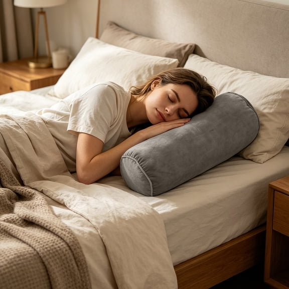 Health Firm Cervical Neck Roll Pillowcase, Round Neck Bolster Pillow Cover, Tube Roll Cervical Pillowcase for Head, Neck, Back and Legs Support, 5.9 x 15.7 Inch