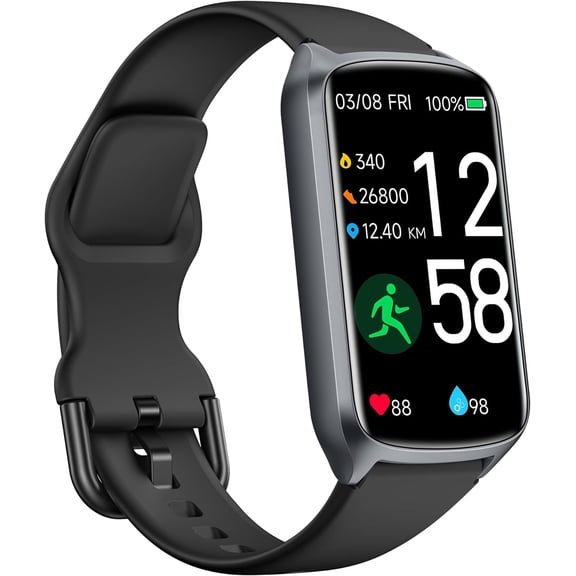 Health Fitness Tracker with 24/7 Heart Rate Blood Oxygen Blood Pressure Sleep Tracker 5A Waterproof Activity Trackers with Step Tracker Pedometer (S & L Bands Included)