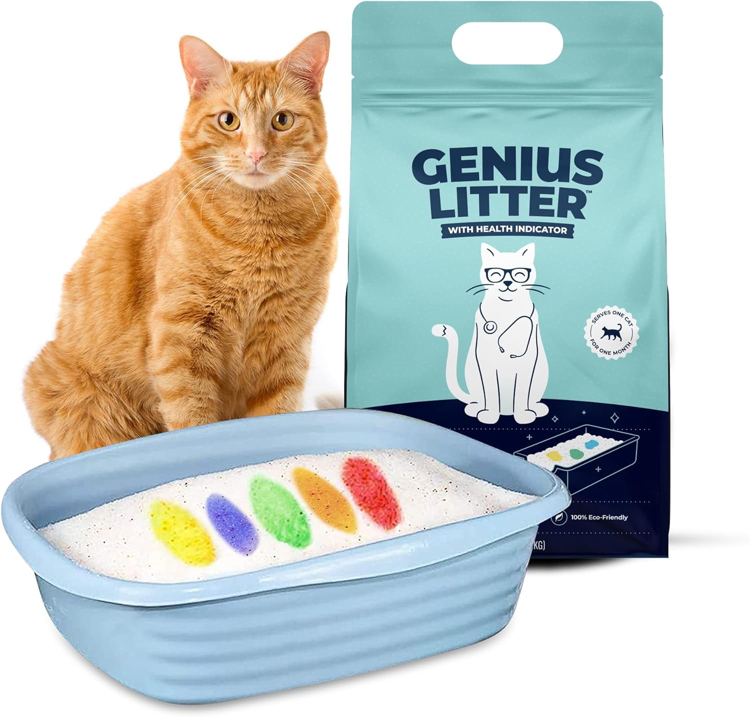 Health Indicating Cat Litter with Non-Clumping Lightweight Color Changing Silica Gel Crystals As Seen on Shark Tank, Non Clumping, Super Absorbent Odor Control (1 Bag (6lb))