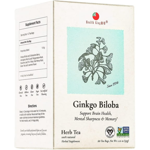 Health King Ginkgo Biloba Herb Tea - 20 Tea Bags