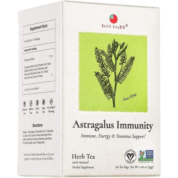 Health King Medicinal Teas Astragalus Immunity Herb Tea Bags, 20 Ea
