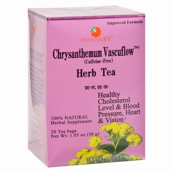Health King Medicinal Teas Chrysanthemum Vascuflow Caffeine Free - 20 Tea Bags