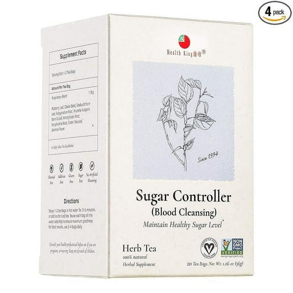 Health King Sugar Controller Blood Cleansing Herb Tea Bags 20 ea (Pack of 2)