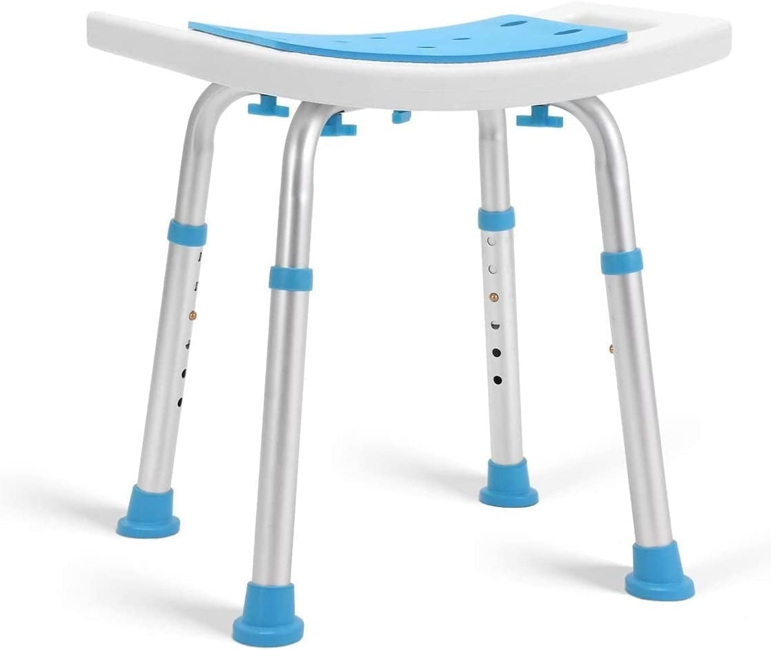 Health Line Shower Chair Stool Seat, Adjustable Padded Bench for Seniors, Elderly, Disabled 350lbs