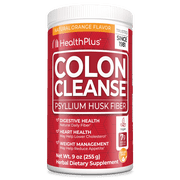 Health Plus Colon Cleanse Digestive Support | No Artificial Flavors | Daily Fiber for Toxin Elimination To Reduce Bloating | Psyllium Husk | Orange Flavor | 9 Ounces, 36 Servings