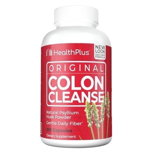 Health Plus Colon Cleanse Digestive Support | All Natural Daily Fiber for Toxin Elimination To Reduce Bloating | Psyllium Husk | Supports Heart Health | 200 Capsules, 33 Servings