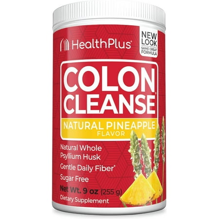 Health Plus Colon Cleanse Digestive Support | No Artificial Flavors | Daily Fiber for Toxin Elimination To Reduce Bloating | Psyllium Husk | Pineapple Flavor | 9 Ounces, 36 Servings