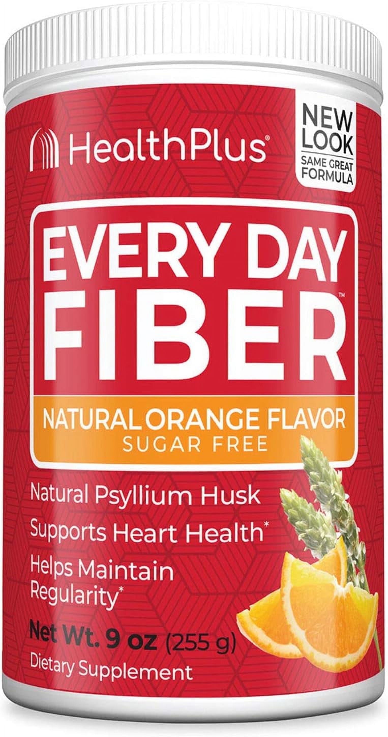 Health Plus Every Day Fiber Digestive Support | No Artificial Flavors | Daily Fiber for Toxin Elimination to Reduce Bloating | Psyllium Husk | Orange Flavor | 9 Ounces, 36 Servings.