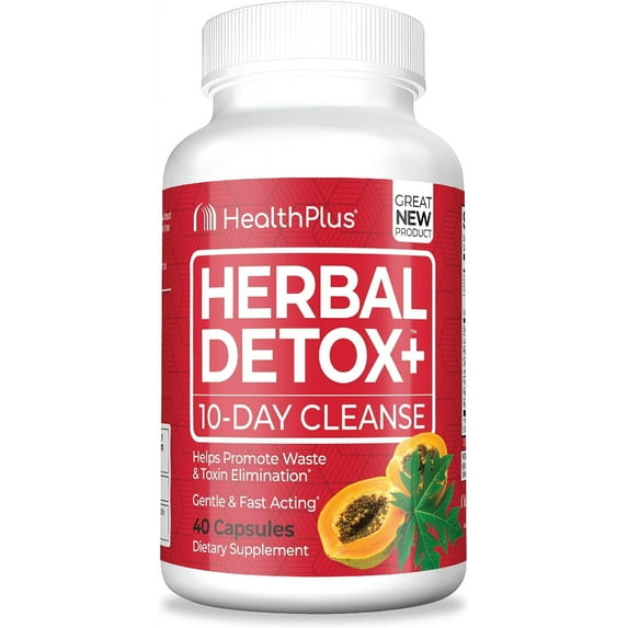Health Plus Herbal Detox+, 10-Day Cleanse, 40 Capsules, 20 Servings ...