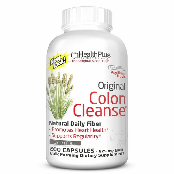 Health Plus Original Colon Cleanser Natural Daily Fiber Gluten Free, 200 Ct, 3 Pack