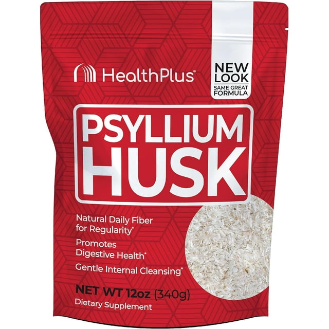Health Plus Psyllium Husk Natural Daily Fiber Powder, 12 Ounces, 48