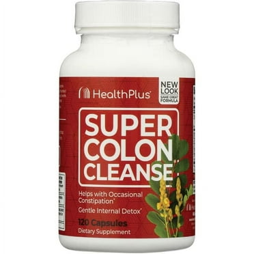 Health Plus Super Colon Cleanse 30 Day Supply of Gentle Gut Cleanse Detox, Psyllium Husk, Probiotics for Constipation Relief & Digestive Support, 120 Capsules