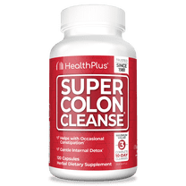 Health Plus Super Colon Cleanse 30 Day Supply of Gentle Gut Cleanse Detox, Psyllium Husk, Probiotics for Constipation Relief & Digestive Support, 120 Capsules