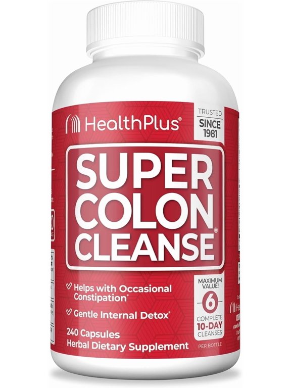 Super Colon Cleanse 60 Day Supply of Gentle Gut Cleanse Detox, Psyllium Husk, Probiotics for Constipation Relief & Digestive Support, 240 Capsules