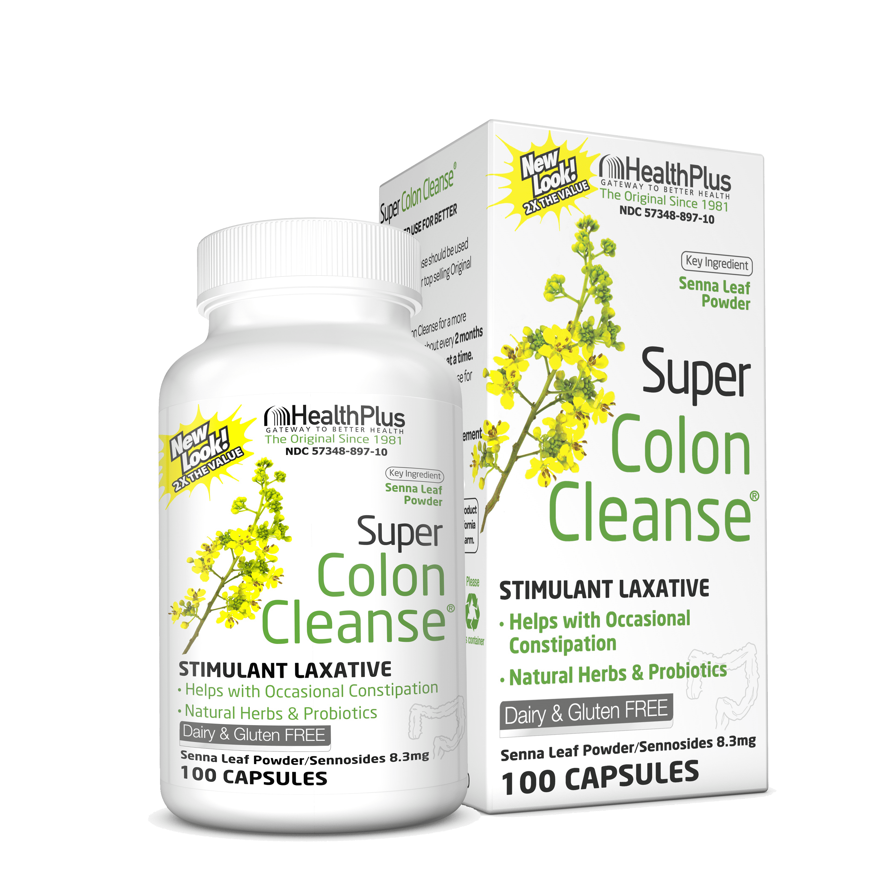 Health Plus Super Colon Cleanse Laxative Capsules, 100Count, 50