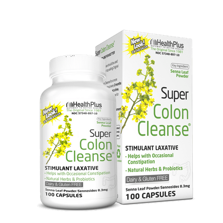 Health Plus Super Colon Cleanse Laxative Capsules, 100-Count, 50 Servings