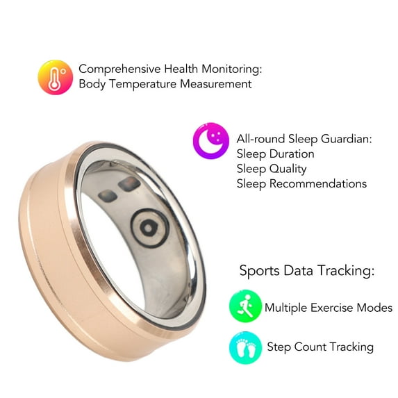 Health Ring Tracker, Sleep, Temp, Fitness Monitoring, 3,5 Day Battery, Lightweight Design