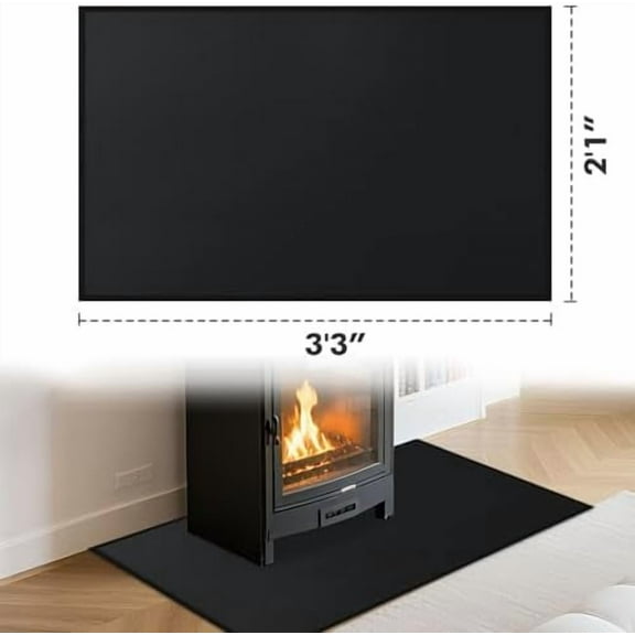 Health Rugs for Fireplaces Fire Resistant, 39x25x0.04 inch Fireproof Fireplace Mat Hearth Rug, Hearth Pads for Wood Stove Fireplace Indoor Outdoor, Protect Floors Carpets from Sparks Embers, Black