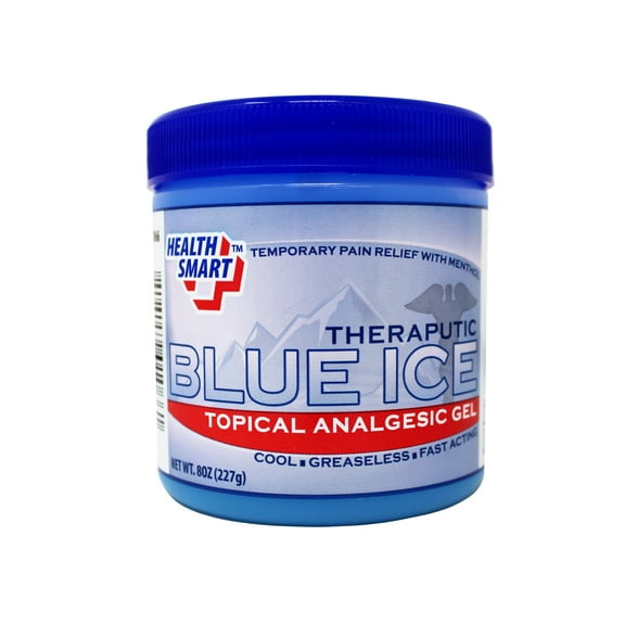 Health Smart Blue Ice Pain Relief Gel, Topical Analgesic Gel with Menthol, 8 Ounce
