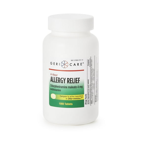 HEALTHSTAR Allergy Relief 4 mg Chlorpheniramine Maleate Tablet, 1,000 per Bottle