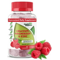 Health Supplied Calcium Magnesium & Zinc   Vitamin D Gummies | Bone Immune Energy and Muscle Health | Fruity Raspberry Flavor