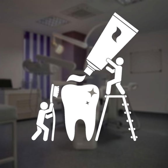 Health Teeth Cleaning Dentist Bathroom Stickers Vinyl Interior Window Decor Decals Removable Mural 42x52cm