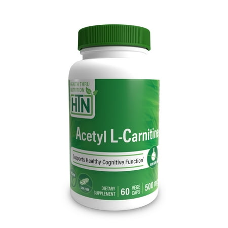 Health Thru Nutrition Acetyl L-Carnitine 500mg Vegan | 3rd Party Tested | Supports Cognition & Mental Function | Memory & Attention | Hypoallergenic, Non-GMO, Gluten Free, Soy Free (Pack of 60 Vegecap
