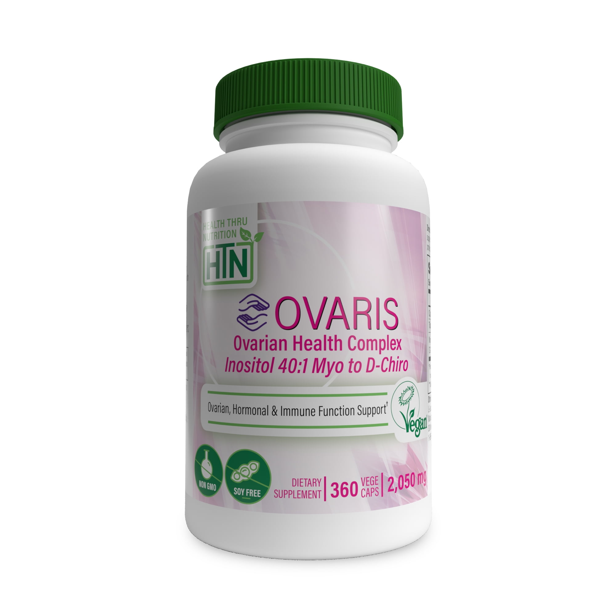 Health Thru Nutrition OVARIS | Ovarian Health Complex | Inositol 40:1 Myo to D-Chiro | Hormonal & Ovary Function Support | Vitamin B8 Supplement for Women | Certified Vegan Non-GMO | Pack of 360