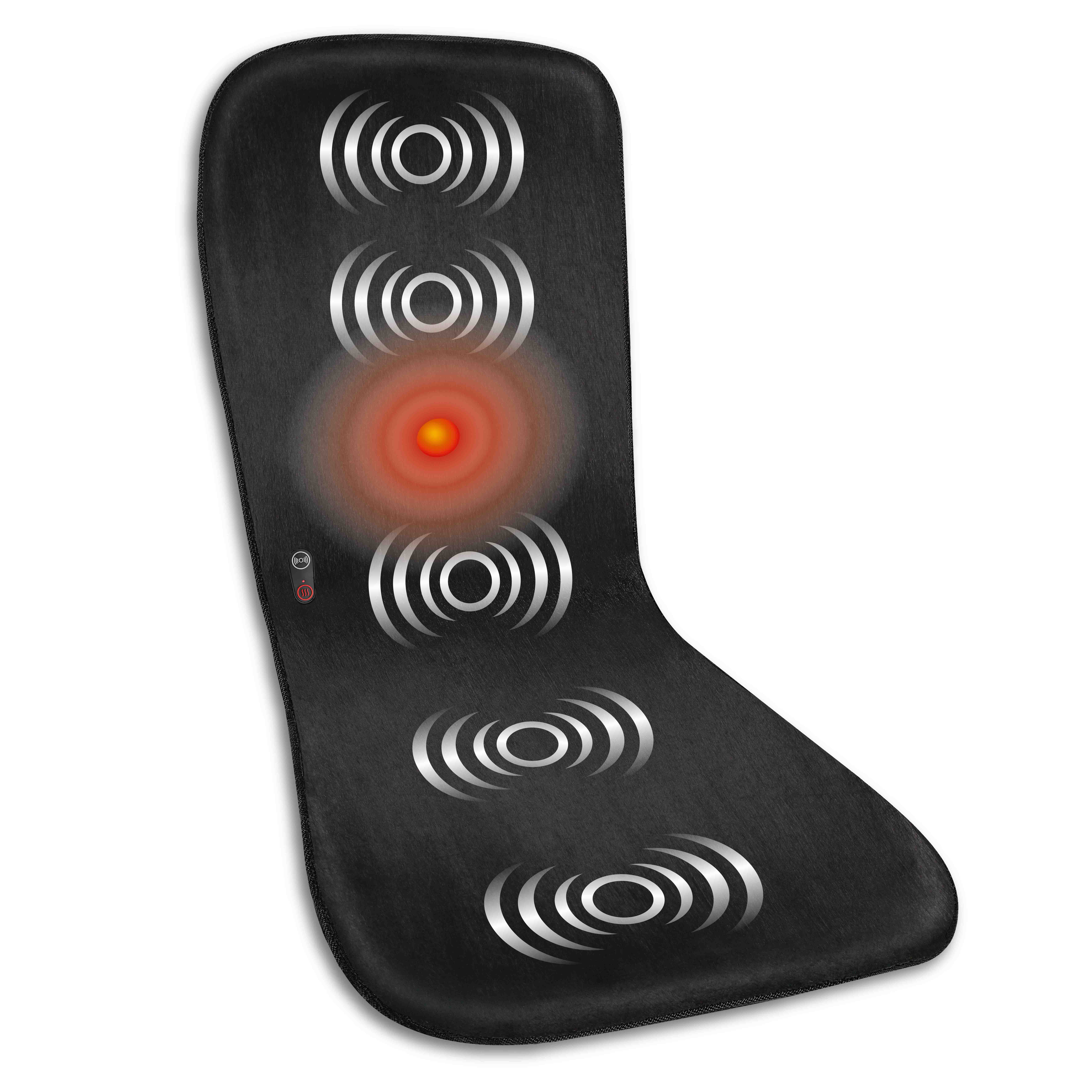 Health Touch Double-Side Full Body Massage Mat, 5 Vibration Motors Massage with Soothing Heat, Black