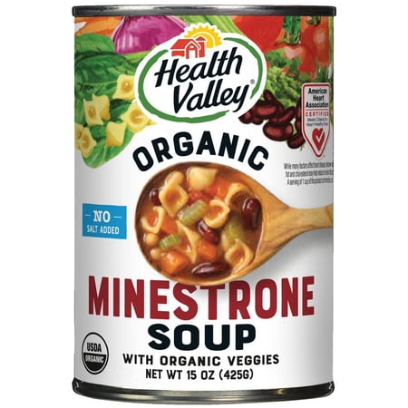 Health Valley, Organic, Minestrone Soup, No Salt Added, 15 oz Pack of 4
