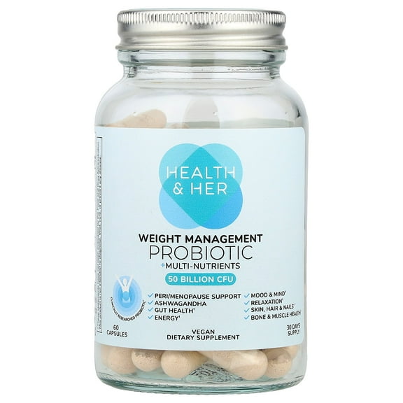 Health and Her Weight Management Probiotic + Multi-Nutrients, 60 Capsules