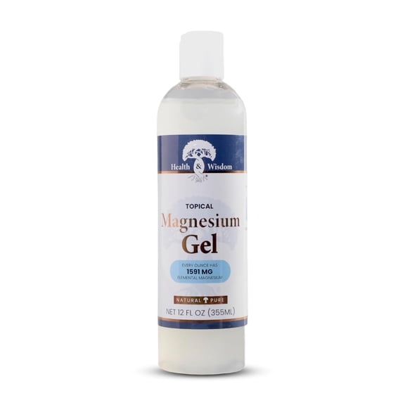 Health and Wisdom Pure Magnesium Gel with Seaweed Extract - Topical Muscle and Joint Relief- Natural and Pure Skin and Scalp Moisturizing - Enhanced Absorption - 12 Fl oz
