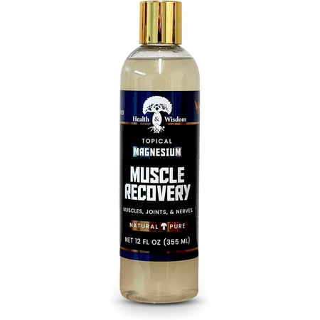 Health and Wisdom Magnesium Muscle Recovery - Topical Muscle and Joint Support - Improve Recovery, Relaxation and Soreness - Enhanced Absorption - 12 fl oz