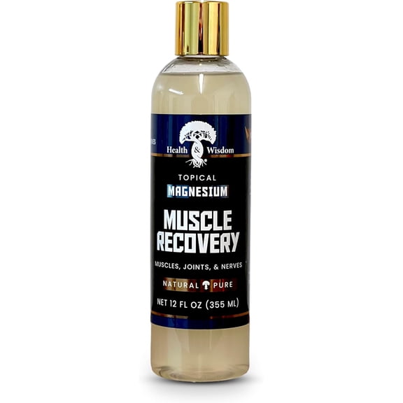 Health and Wisdom Magnesium Muscle Recovery - Topical Muscle and Joint Support - Improve Recovery, Relaxation and Soreness - Enhanced Absorption - 12 fl oz