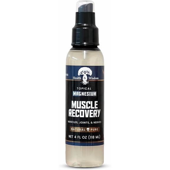 Health and Wisdom Magnesium Muscle Recovery - Topical Muscle and Joint Support - Improve Recovery, Relaxation and Soreness - Enhanced Absorption - 4 fl oz spray