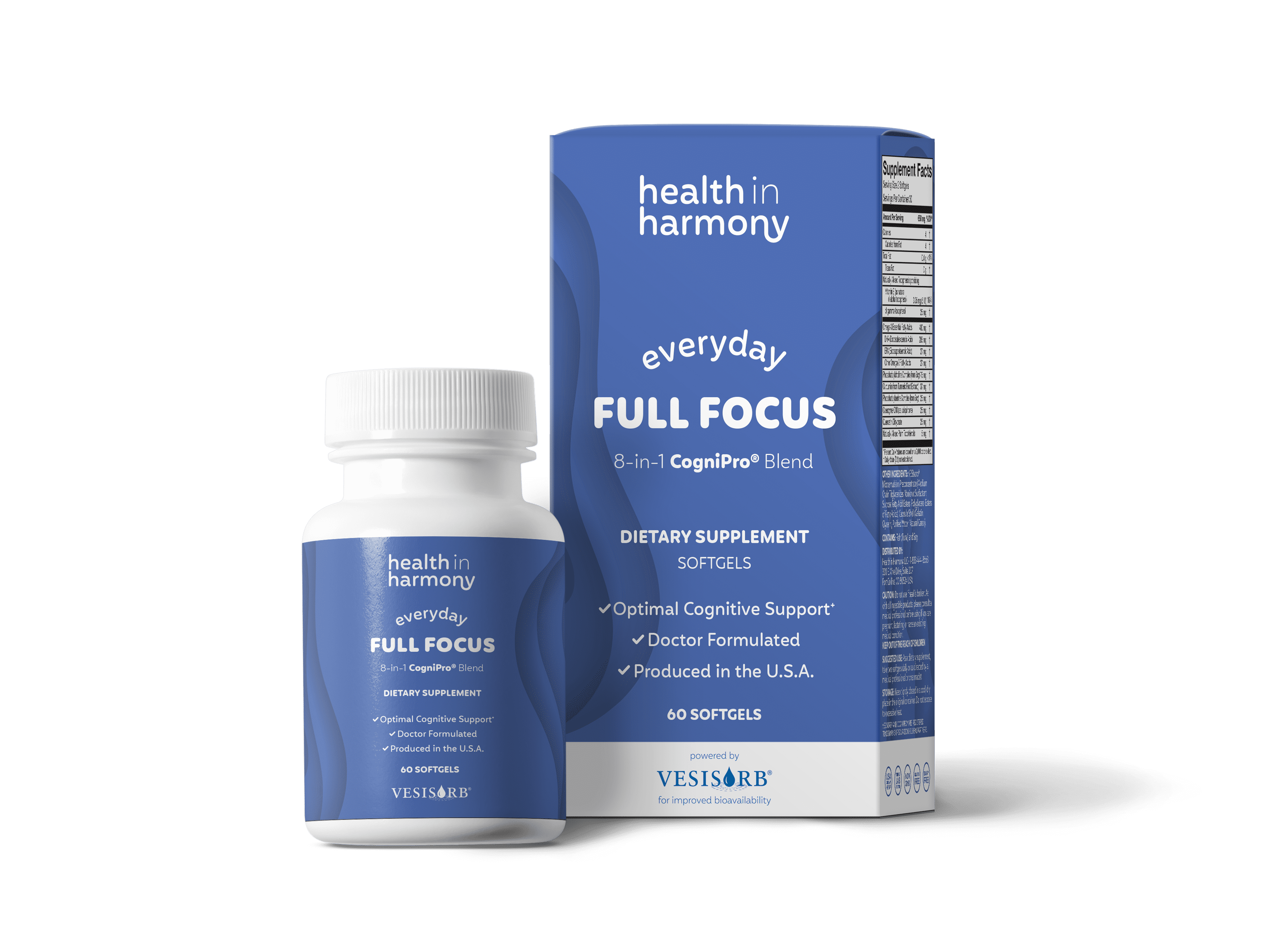 EVERYDAY Full Focus- 8 Super Antioxidants for Cognitive Support (Omega-3 DHA, Phosphatidylcholine & Phosphatidylserine) & utilizes VESIsorb® (60 ct)