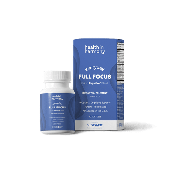 EVERYDAY Full Focus- 8 Super Antioxidants for Cognitive Support (Omega-3 DHA, Phosphatidylcholine & Phosphatidylserine) & utilizes VESIsorb (60 ct)