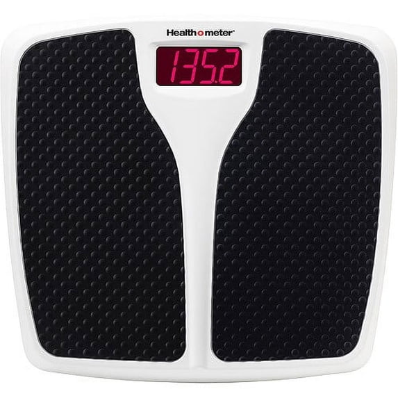 Health o meter Split Mat Digital Scale, 400 lbs Capacity, LED Display, Black and White