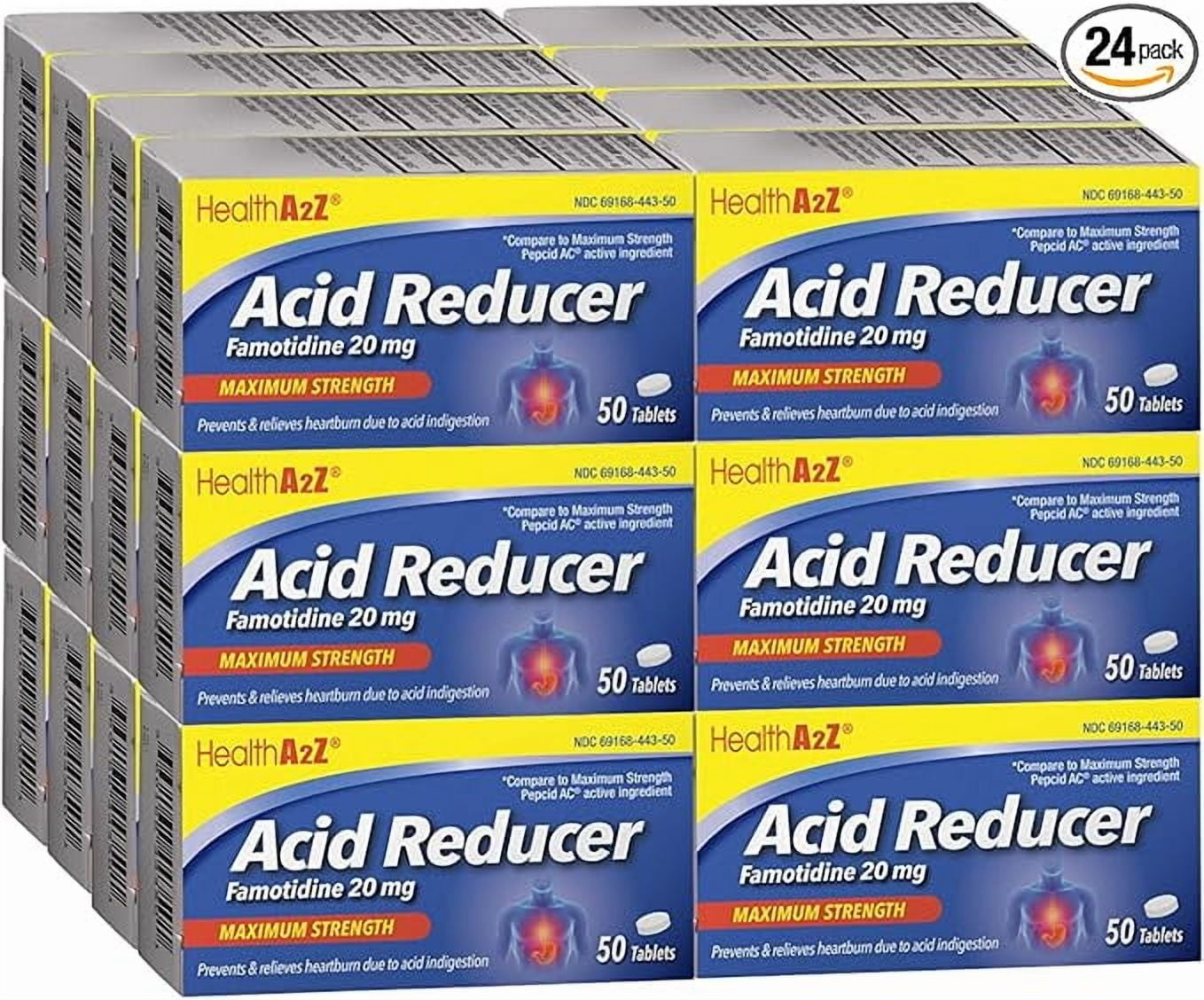 HealthA2Z Acid Reducer | Famotidine 20mg | Maximum Strength | Relief from Heartburn & Acid Indigestion | 24 Packs of 50 Tablets (1,200 Tablets Total) | Value Pack