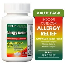 HealthA2Z® Allergy Relief | 300 Tablets | Cetirizine 10mg | All Day Allergy | Indoor & Outdoor | Relief from Itchy Throat, Sneezing, Runny Noses