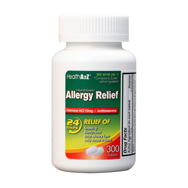 HealthA2Z® Allergy Relief Medicine, 300 Tablets, Cetirizine 10mg