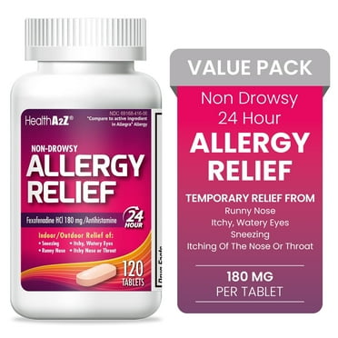 HealthA2Z Allergy Relief | Fexofenadine Hydrochloride 180mg | Antihistamine | Non-Drowsy |120 Caplets