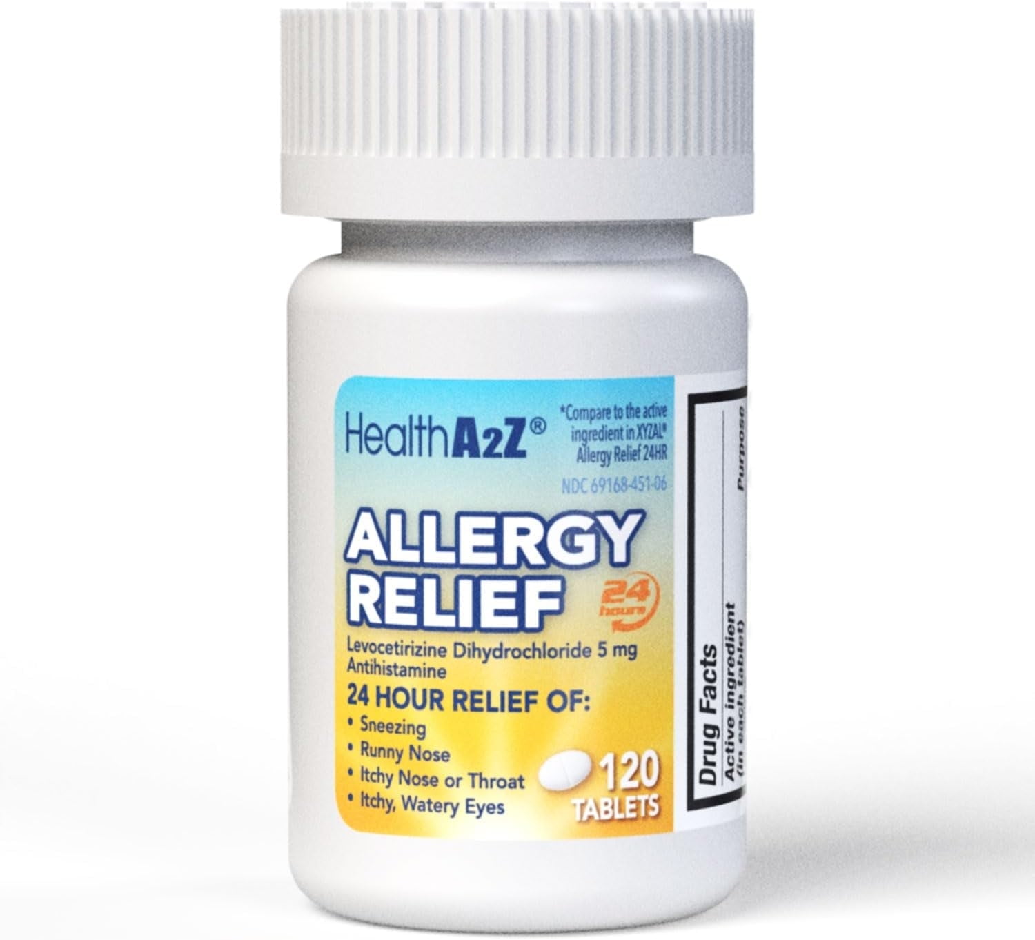 HealthA2Z Allergy Relief | Levocetirizine Dihydrochloride 5mg | 120 Tablets | 24 Hours | Antihistamine