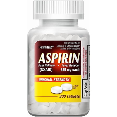 HealthA2Z® Aspirin 325mg, 300 Count, Uncoated Tablets, Compare to Bayer® Active Ingredients.