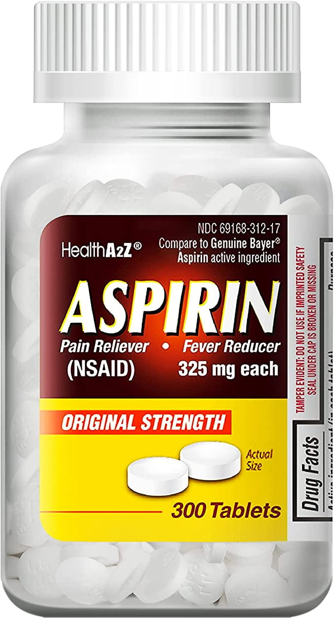HealthA2Z® Aspirin 325mg, 300 Count, Uncoated Tablets, Compare to Bayer® Active Ingredients