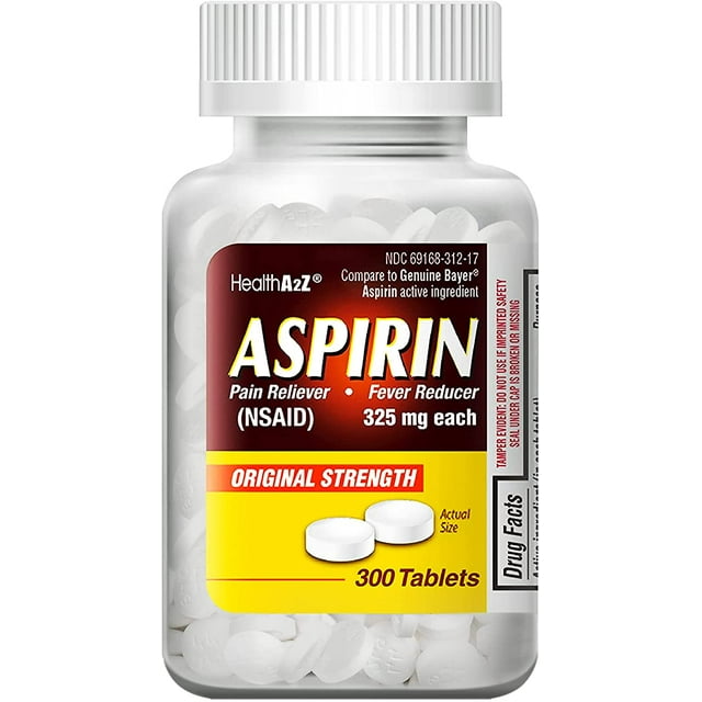 HealthA2Z® Aspirin 325mg, 300 Count, Uncoated Tablets, Compare to Bayer