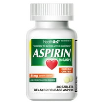 HealthA2Z® Aspirin 81 mg | 300 Tablets | Low Strength | Enteric Coated | Compared to Bayer Active Ingredient