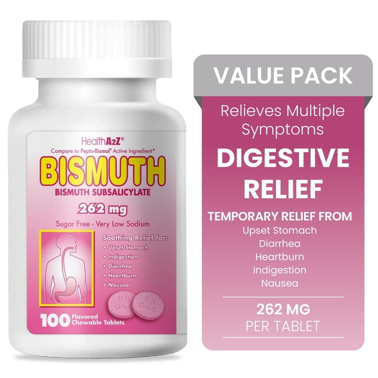 HealthA2Z Bismuth | Bismuth Subsalicylate 262mg | Multi-Symptom